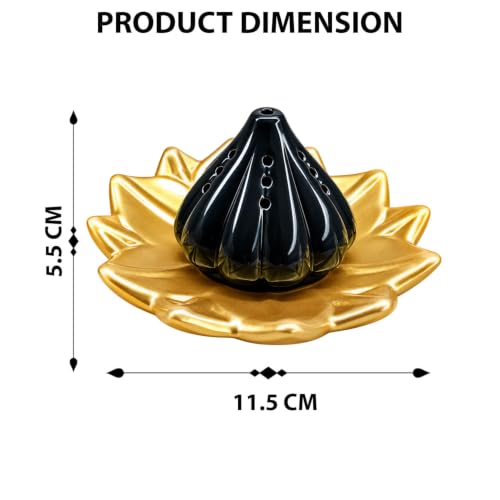 Image of SIGNAMIO Ceramic Sambrani Dhoop Doopam Dhupam Stand Holder - Gold Black