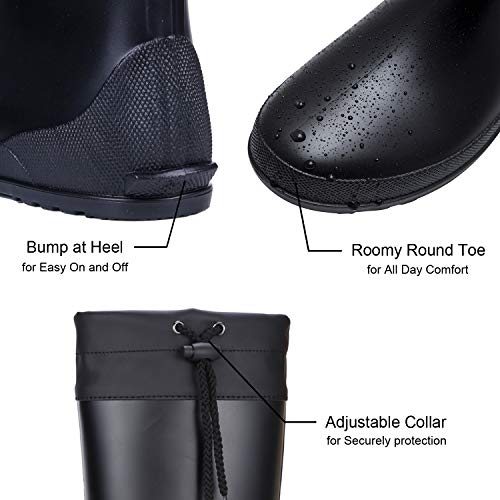Asgard Women's Mid Calf Rain Boots Ultra Lightweight Portable Gardening Boots Ultra Black 39 #TOP3
