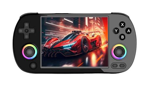 RG40XX H Console de jeu portable rétro 4 640 x 480 IPS 3200 mAh Carte TF 64 Go intégrée Prend en charge plusieurs simulateurs système Linux avec protecteur d'écran (Noir-64G)