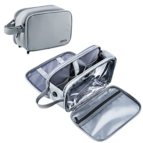 BAGSPRITE Toiletry Bag for Men, Women Extra Large Water-resistant Dopp Kit with Double Side Full Open Design, Shaving Bag for Toiletries and Shaving Accessories for Long Travel
