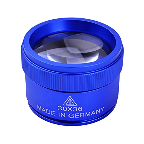 30X Loupes Magnifier Glass Portable Pocket Electronics Magnifying High Magnification Jewellers Loupes Inspection Tool for Reading Jewelries Coins Stamps Watch Collections, Blue, 43mmÃ29mm