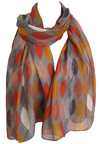 GlamLondon Foulard pour femme avec imprimé de grandes feuilles. - Gris - Large Cover