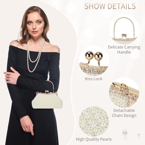 Image of UBORSE Women Vintage Floral Beaded Rhinestone Embroidery Clutch Evening Handbag Wedding Party Purse Vintage Bags