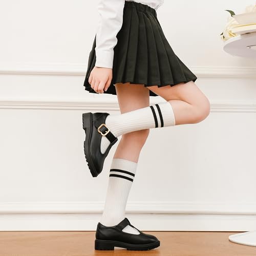 Parrosoo Girls Mary Jane Shoes School Shoes Uniform Big Kid PU Black Size 5 by Parrosoo - Image 8