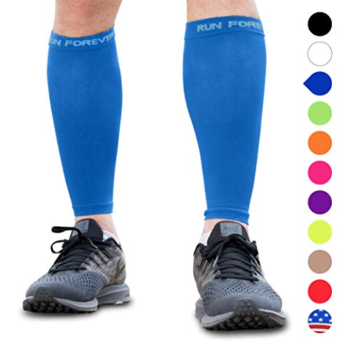 Calf Compression Sleeves - Leg Compression Socks for Runners, Shin Splint, Varicose Vein & Calf Pain Relief - Calf Guard Great for Running, Cycling, Maternity, Travel, Nurses (Blue, Large)