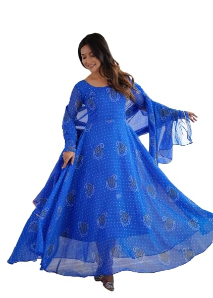 Women's Georgette Anarkali Gown with Dupatta Set | Festive | Traditional |169_A1-image-12