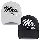 Mr and Mrs Gifts 2023 - Funny Embroidered Groom Bride Couples Baseball Cap, Adjustable Newlywed Honeymoon Essentials Matching Hat, Birthday Anniversary Wedding Engagement Gift