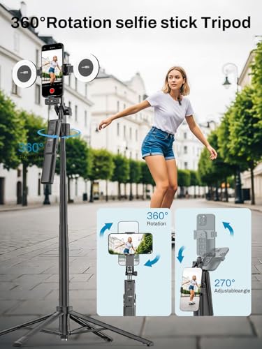 Image of USKEYVISION Vlogging Kit for iPhone&Android,Content Creator Essentials,YouTube Starter Kit w /Wireless Microphone&Remote,68 inch Auto Face Tracking Tripod for iPhone w /Light for TikTok Video Recording