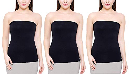 Image of Women's /Girl's Strapless Stretchable Long Bandeau Tube Top Camisole Free Size