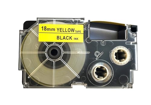 Image of LIVYU LIFE 18mm Label Printer Tape Compatible Label Tape Replacement for Casio KL-120, KL-60, KL-820, KL-7400, KL-G2, KL-HD1 Ez Label Maker, (Black Ink on Yellow Tape -18 mm x 8m-1 Pcs), 1 Label
