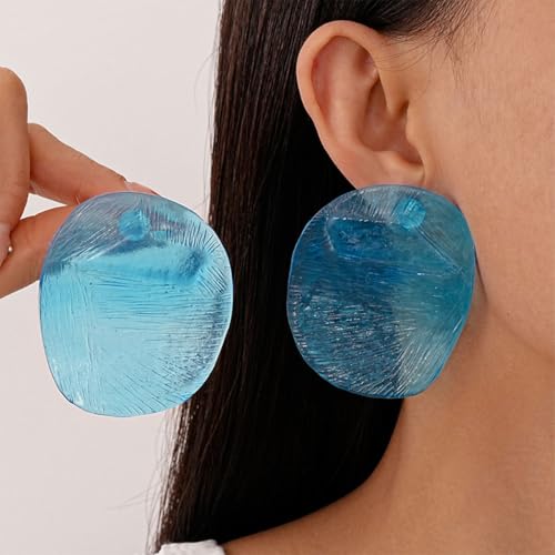 Acrylic Earrings Colorful Big Round Studs Earring Blue Green Red White Pink Statement Earrings for Women Resin Large Irregular Geometric Drop Dangle Earring Fashion Fun Unique Chunky Jewelry4