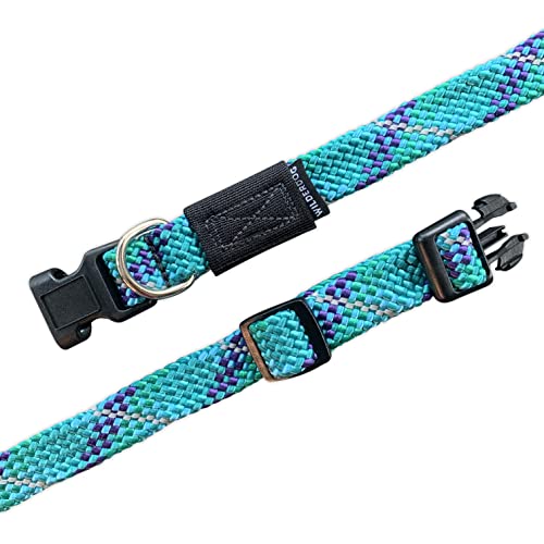 Wilderdog Climbing Rope Dog Collar - Outdoor Durable Climbing Rope Design with Heavy-Duty Secure Hardware for Safety - Adjustable to fit 10"-14" Around with a 3/4" Band - Small - Islander Reflective