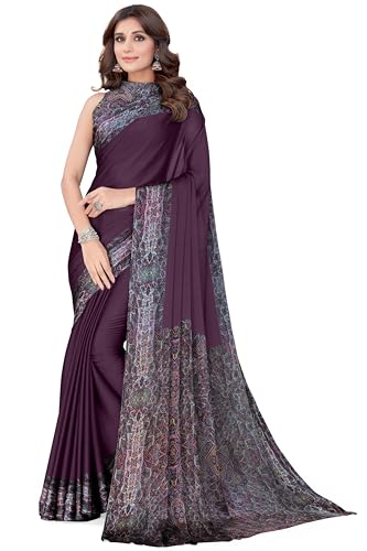Image of MIRCHI FASHION Women Saree Abstract Print Chiffon | Breathable Lightweight Casual Sari for Regular Use and Office with Unstitched Blouse (Available in 25 Colors)