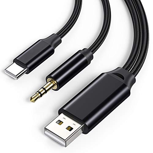 USB c to aux Cable with Fast Charging Support with Car Stereo Speaker Headphone Compatible with GalaxyS21 S20 Note20+ Google Pixel 4XL 2020ipad (6.6ft)