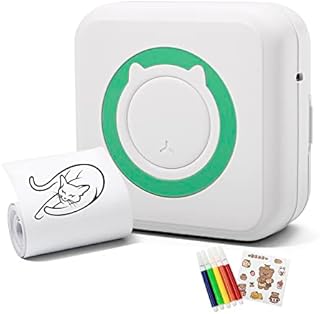 BIGFOX Mini Printer, Inkless Thermal Portable Printer Built-in 1200mAh Battery Wireless Bluetooth Photo Printer Sticker Maker Machine Label Receipt Printer Handheld Compatible with iOS/Android