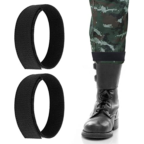 WLLHYF - Blusas negras para botas, bandas elásticas, correas para pantalones de tobillo con correas de gancho y bucle para senderismo, pesca, caza, ciclismo, jardinería, uniformes militares