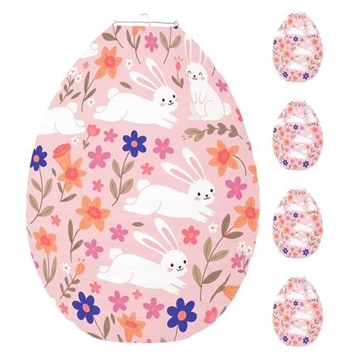 HOLIDYOYO 5 faroles de Papel Colgantes con Forma de Huevo de Pascua - 30 x 22 cm - Decoraciones para Fiestas de Primavera, farolillos de Colores con Forma de Huevo para el hogar, decoración de Techo