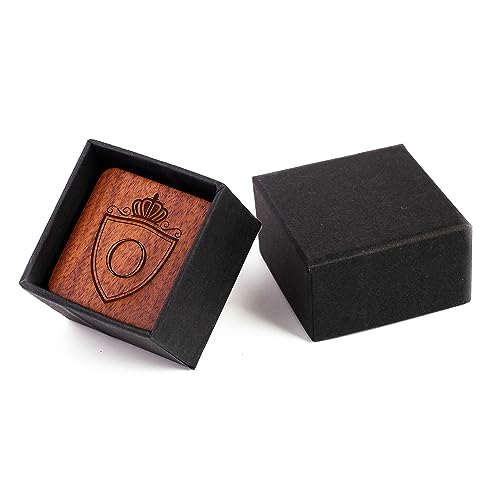 Image of Mens Initial Silver Cufflinks A-Z Alphabet Letter Steel Cuff Links with Engraved Walnut Wood Box Groom Groomsman Wedding Set