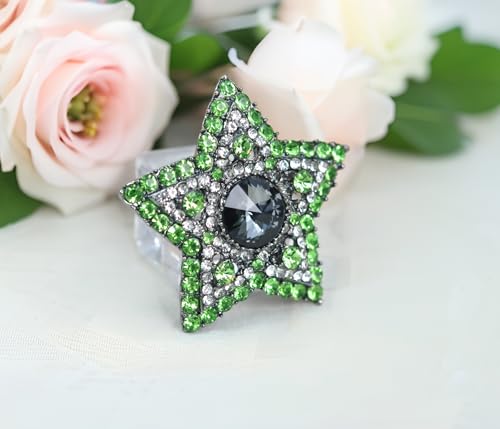 Image of Gyn&Joy Gunmetal Tone Blue Grey Colored Crystal Rhinestones Twinkle Star Brooch Pin