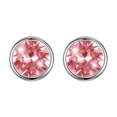 Hasnsofie Silber Ohrstecker 925 Ohrringe, 925 Sterling Silber 8mm Rund Klein Ohrstecker Ohrringe, Unisex Silber Ohrringe für Damen Herren Schwarz/Lila/Aurore Boreale/Blau/Rot/Weiß/Grün
