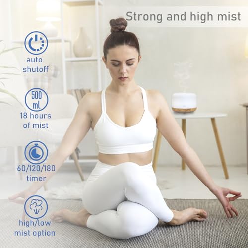Image of Sakura 500ml Premium Essential Oil Diffuser, Ultrasonic Aromatherapy Fragrant Oil Humidifier Vaporizer
