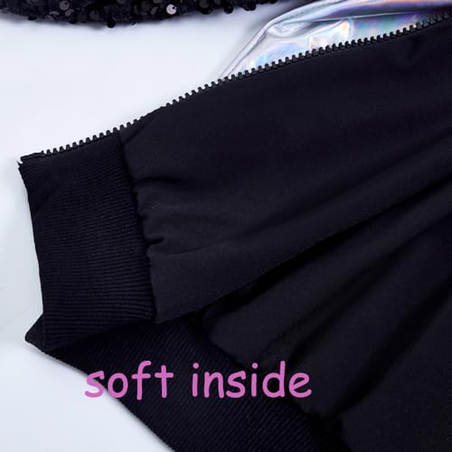 Image of Boys Sequin Jackets Trendy Sparkle Sleeve Bomber Varsity for Kids Glitter Birthday Jacket Coat Shiny Boy Clothes