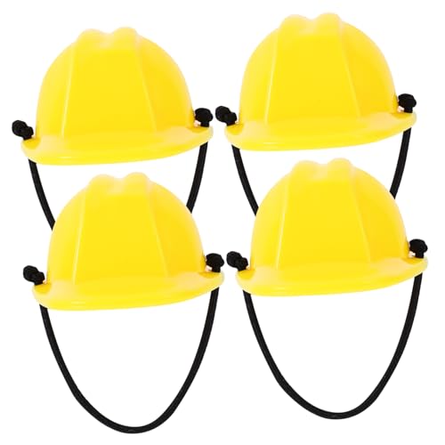 TOBBOMEY 4個ミニ人形用 ヘルメット プラスチック製ミニ建設帽子 ケーキトッパーデコレーションや模型アクセサリーとして適用 多目的デザイン