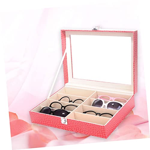 Étui à lunettes de présentation rouge avec compartiments et fenêtre PU