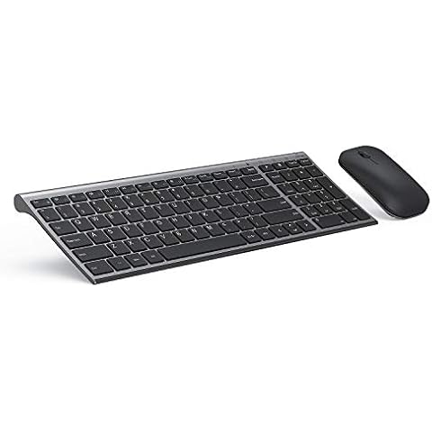 seenda Rechargeable Wireless Keyboard Mouse, Ultra Thin Low Profile Wireless Keyboard and Mouse Combo with Number Pad for Windows XP/7/8/10/11/11 Pro, Black and Grey Cover
