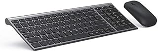 Rechargeable Wireless Keyboard Mouse, seenda Slim Thin Low Profile Keyboard and Mouse Combo with Numeric Keypad Silent Keys for Windows 7/8/10/11 PC Laptp Computer, Gray