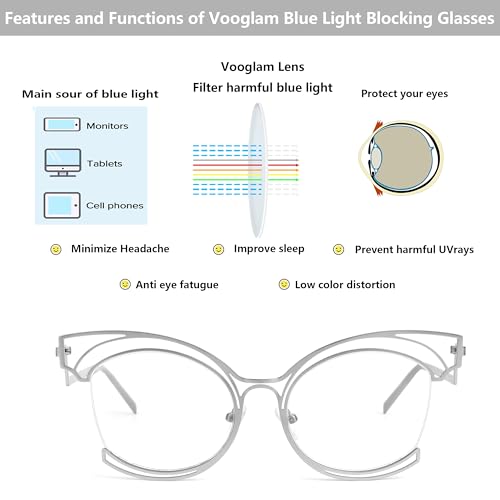 Image of VOOGLAM Oversize Cat Eye Eyeglasses for Women with Non-prescription Clear Lens Maggie GM0340