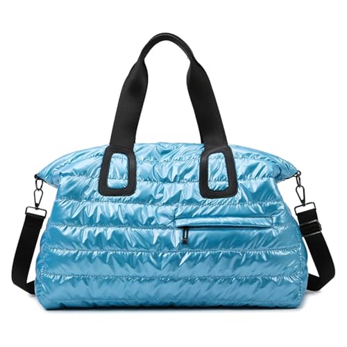 Fashion Casual Women’s Shoulder Bag – Large Capacity & Waterproof Lightweight Quilted Puffer Tote Bag for Women (Blue)
