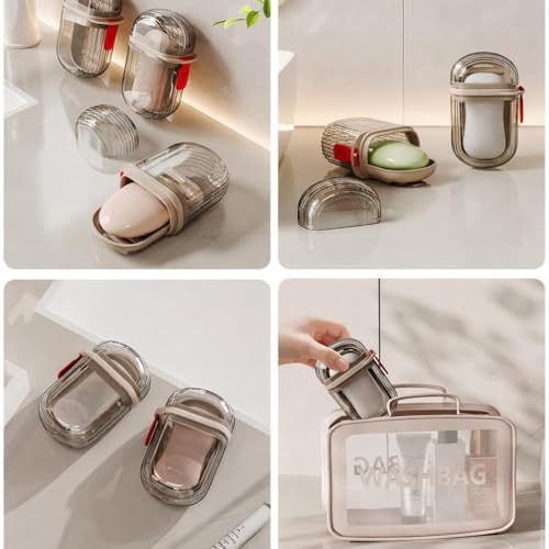 Image of Travel Soap Box - Plastic Transparent Waterproof Portable Soap Dish Box for Travel, Camping & Outdoor, Leakproof Soap Box Case with Lid Draining Soap Bar Holder Dish Container (1, Travel Soap Box)