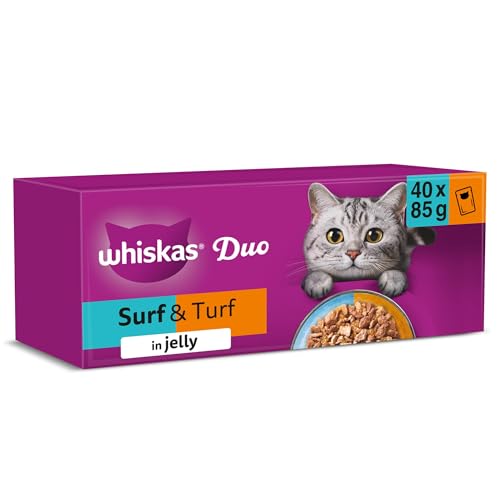 WHISKAS DUO Adult Wet Cat Food in Jelly 40x85g Surf & Turf