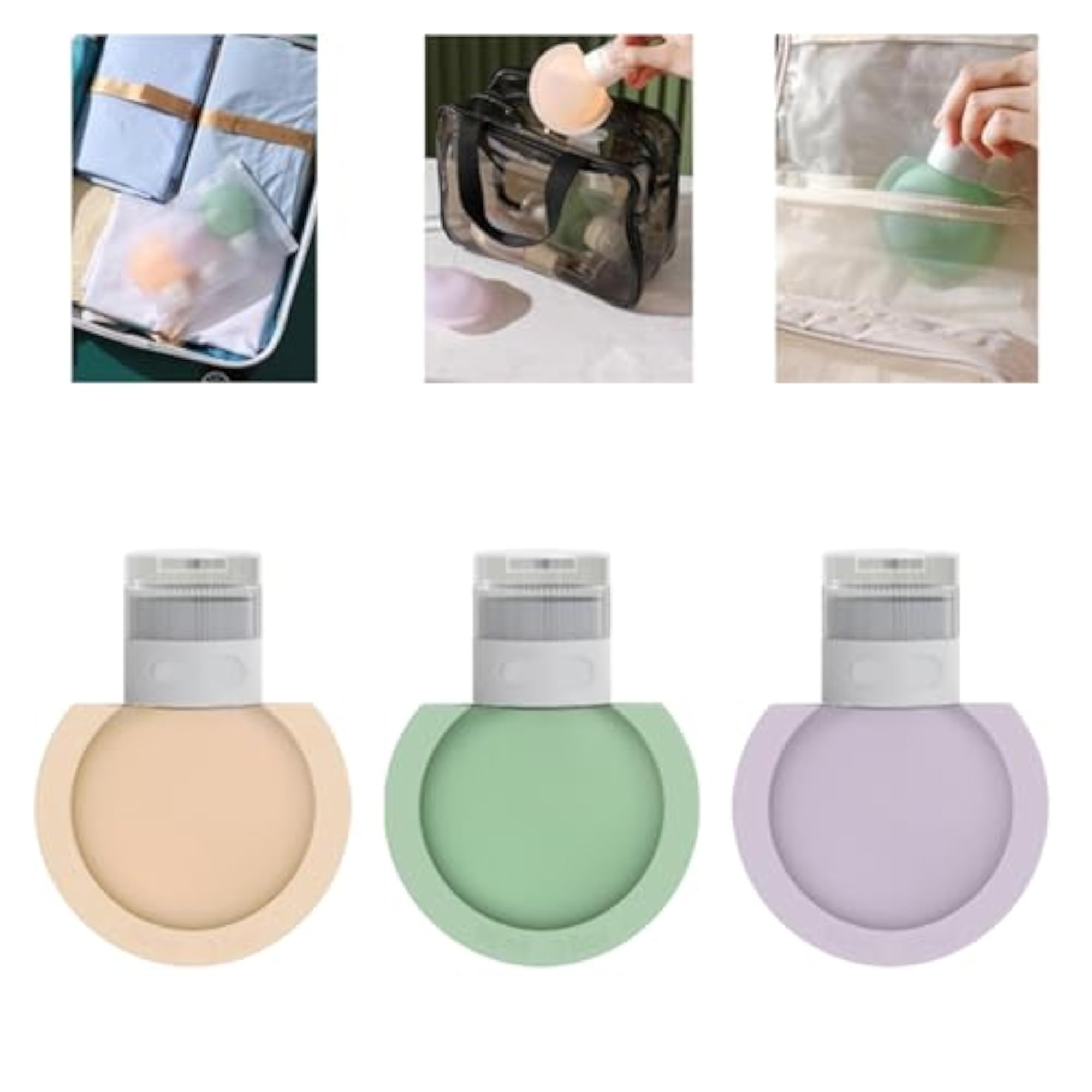 3x Travel Bottles for Toiletries Portable for Shampoo Conditioner, 60ml