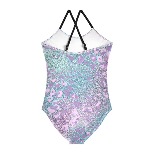 Bolaz Girls Swimsuits One-Piece Bathing Suits Multicolor Kids Summer Beach Swimwear for 3-10 Years Old-Blue Leopard Print22