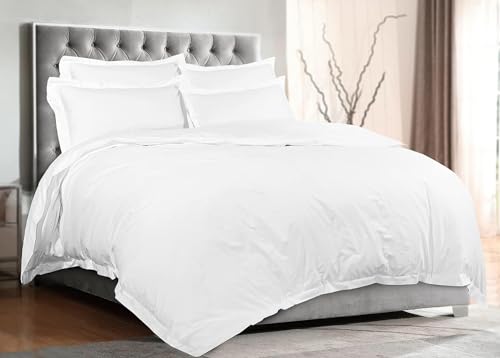 800 Thread Count Luxurious Oxford Duvet Cover Set With Pillowcases 100% Pure Egyptian Cotton Single Double King Super King Bedding Set (White, Double)