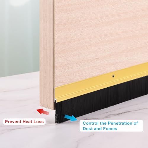 QUARKZMAN 2 Stück Türbürste Bodendichtung H-Form Aluminiumlegierungsbasis mit 20mm PP-Bürste für Zuhause, Industrie (900mm L, Golden)