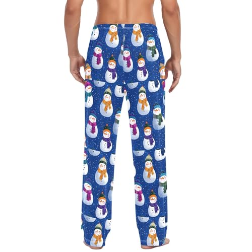 Christmas Snowmans Men's Pajamas Pants Cotton Sleep Bottoms Pants Lounge Sleepwear - S3