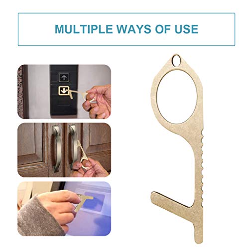 QUICATCH Cleankey Contactless Safety Door Opener Smart Key Tool for Outdoor Public Door Handle Touchscreen Button, Portable Isolation Brass Key Door Opener & Closer, Keep Hands Clean (Gold)