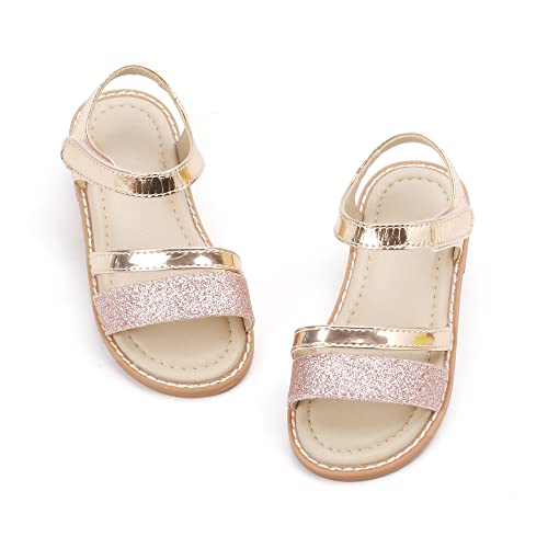 Image of Felix & Flora Toddler Girl Sandals - Little Girl Easter Dress Shoes Lightweight Open Toe Beach Holiday Flats