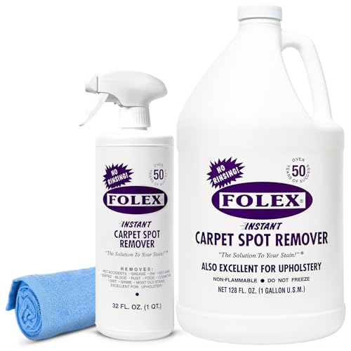 Image of FOLEX Instant Carpet Spot Remover With Reusable Cleaning Cloth (1 Pack + 128 oz Refill)