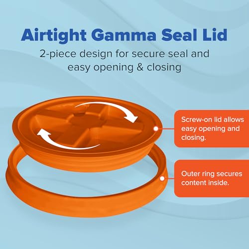Image of ePackageSupply 5 Gallon Bucket - Food Grade w /Lid BPA-Free, Black /Orange, 3 | Airtight Gamma Seal Screw-On Lid, Heavy-Duty 90 Mil HDPE Plastic, Food Safe and Durable Container, Bulk Storage, Made in USA