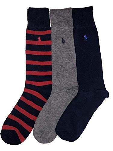 Polo Ralph Lauren Rugby Striped/Solid Dress Socks - 3 Pack Sock Size 10-13/Shoe Size 6-12 1/2