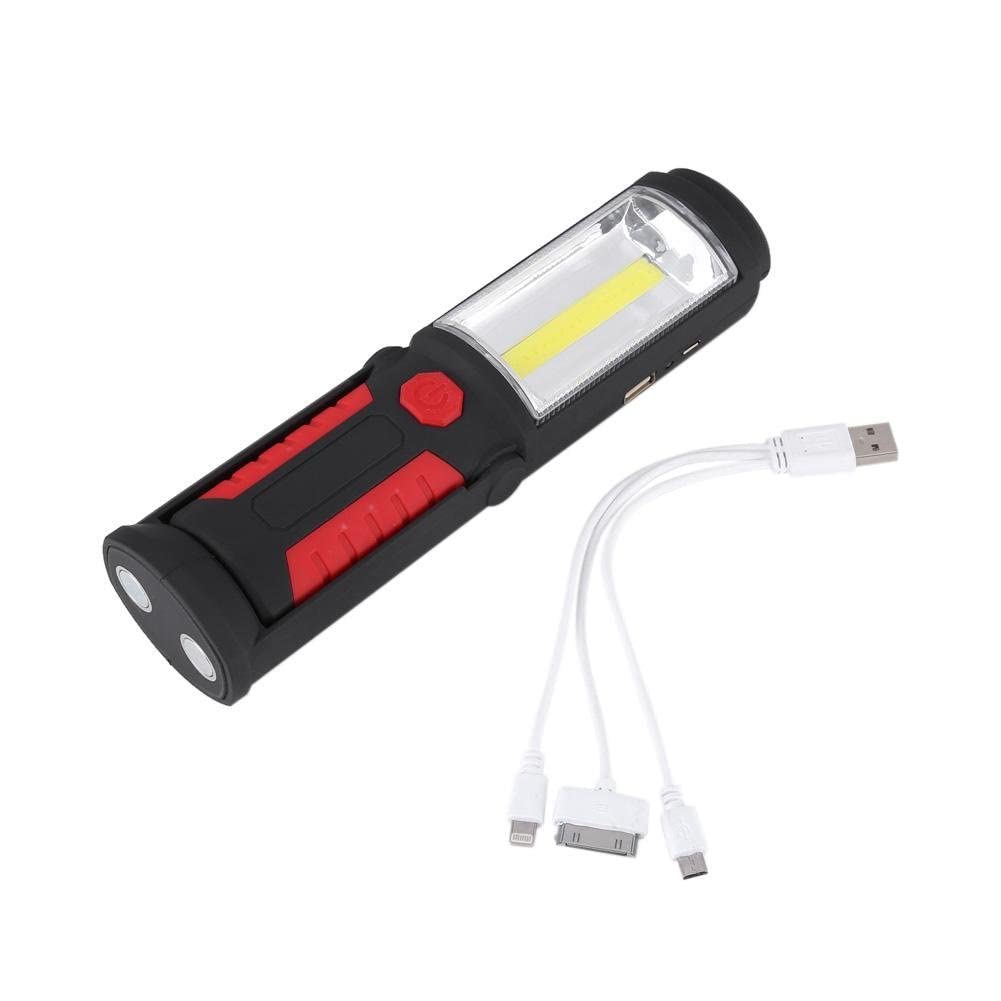 Lampade di Ispezione da Lavoro Ricaricabile USB Torcia Lanterne LED COB Luce di Lavoro Lanterne Torcia Campeggio Esterno Lampada con Rotonda Tenda con Supporto Magnetico 180 Gradi di Rotazione (rosso)