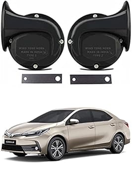 AYW Universal Windtone Jalwa Horn (2 and 4 wheelers), Black color, Heavy plastic body, Set of 2, 12V voltage For Altis Universal For All Models