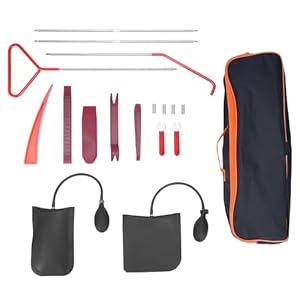 lesolar Breakdown Long Reach Kit, 18pcs Car Emergency Tools Kit, Including Car Trim Removal Tool Kits for Cars, Long Reach Grabber, Air Wedge Bag, Storage Bag