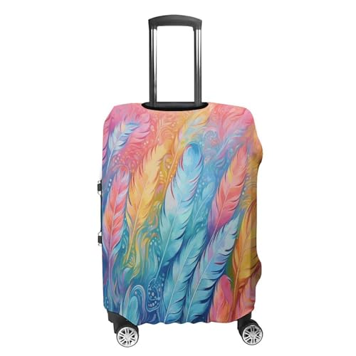 Hand Drawn Feathers Travel Luggage Cover Washable Anti-scratch Suitcase Protector Dustproof Protective Cover Case for Wheeled Luggage Fits 19-32 Inch Luggage4