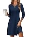 MOLERANI Women's Casual Plain Long Sleeve Simple T-shirt Loose Dress (S, Navy Blue)