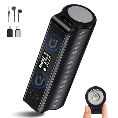 64GB Magnetic Digital Voice Recorder with LED Display 25Days Continuous Recording Device with AI Triple Noise Reduction Voice Activated Audio Recorder with Playback for Meetings/Lectures/Interviews